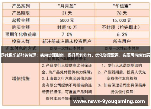 足球俱乐部财务管理：实用步骤指南，提升盈利能力，优化资源配置，实现可持续发展
