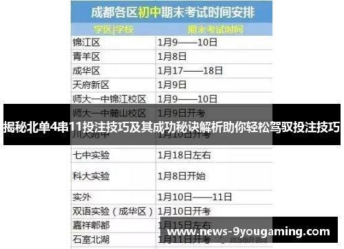 揭秘北单4串11投注技巧及其成功秘诀解析助你轻松驾驭投注技巧