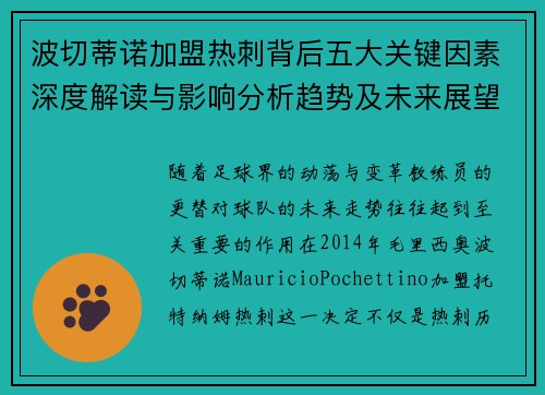 波切蒂诺加盟热刺背后五大关键因素深度解读与影响分析趋势及未来展望